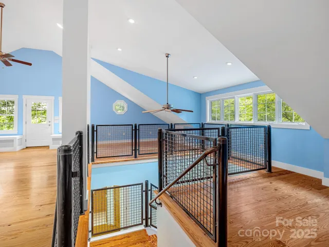 Custom railings with a gate attachment for the top of the stairs.