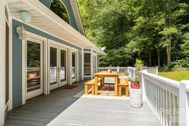 Back deck leads to the amazing creek and waterfalls