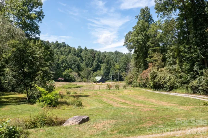 View from front porch to the barn