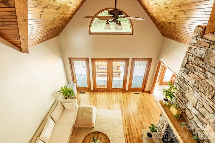 View of great room from the upper balcony