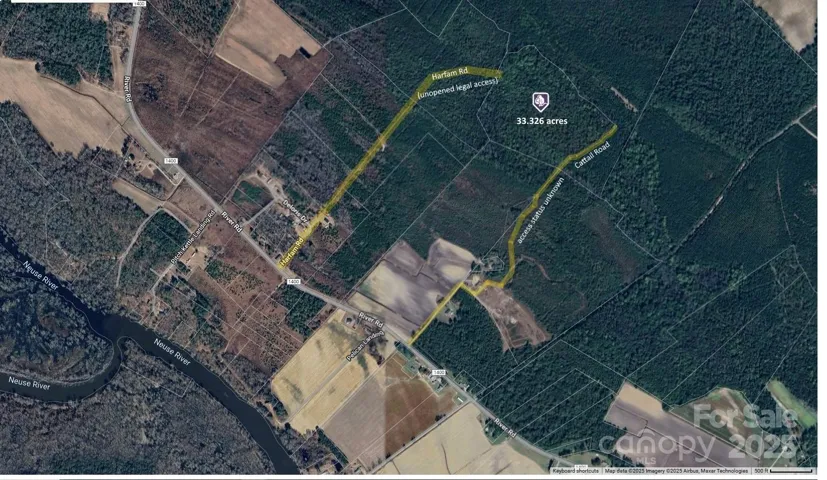 Aerial of 33.326 acres, with access
