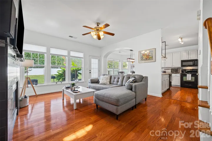 Hardwood floors and open floor plan