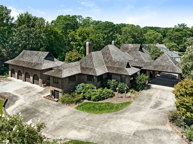 Side of home with 4-car garage