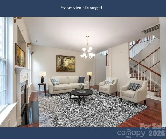 living room virtually staged
