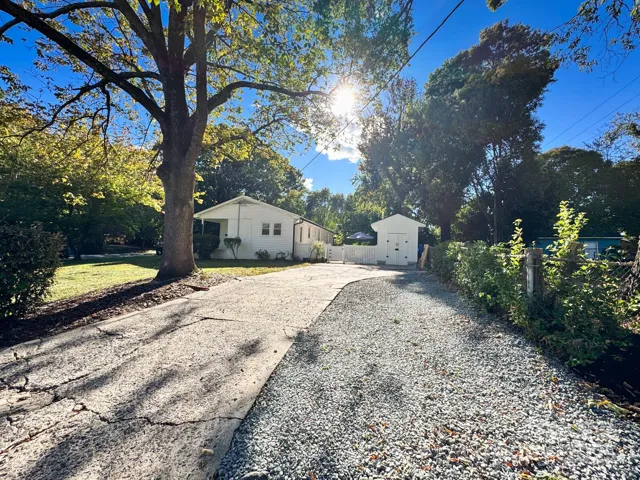 driveway and new storage shed