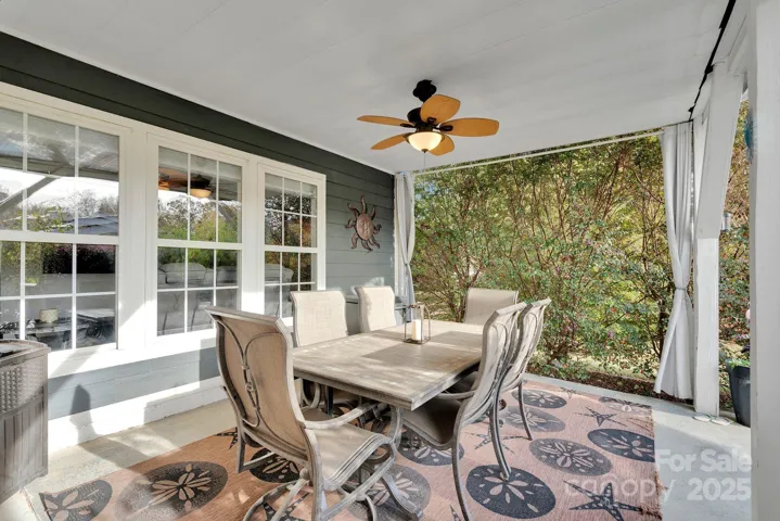Under balcony patio eating area