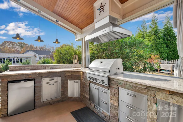 Gas Grill and cooking/serving areas