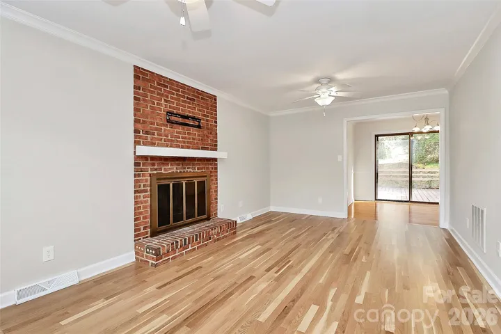 Family room with fireplace