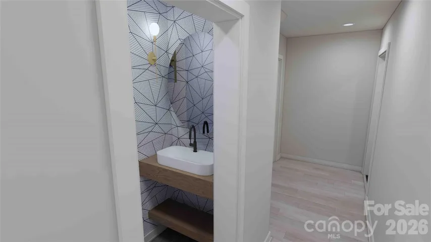 Lower level powder bathroom rendering