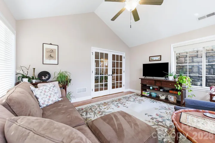 French Doors for Privacy, windows on all three sides