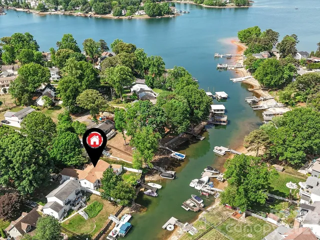 Aerial View of Home located in peaceful, quiet cove just off main channel of Lake Norman!