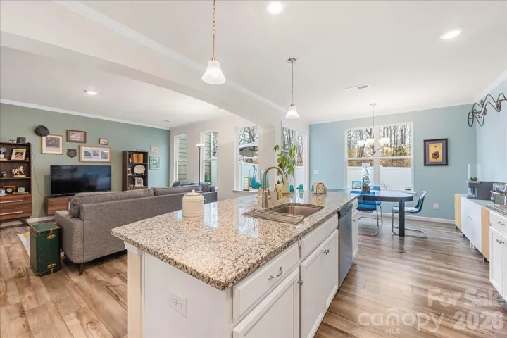 Open concept kitchen and living area
