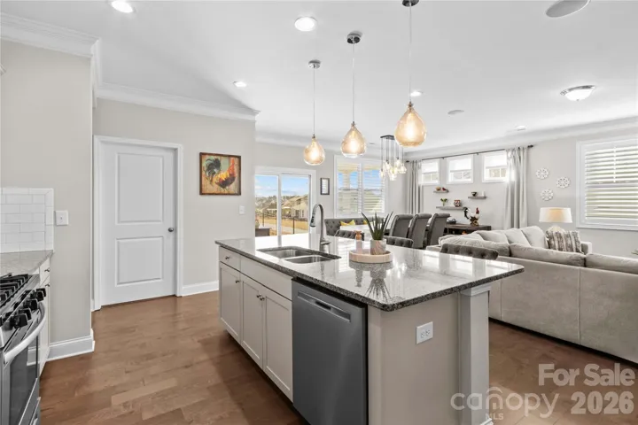 Large island with Frigidaire dishwasher, 50/50 stainless steel sink and single lever faucet