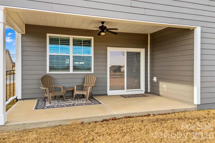 Covered rear patio with southern exposure