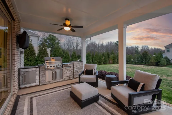 Evenings on the covered porch with grilling station