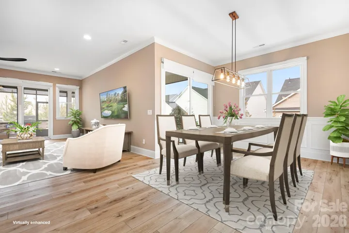 Virtually staged dining area