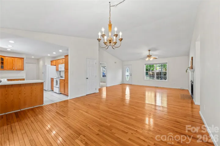 Kitchen opens into the dining area & living room