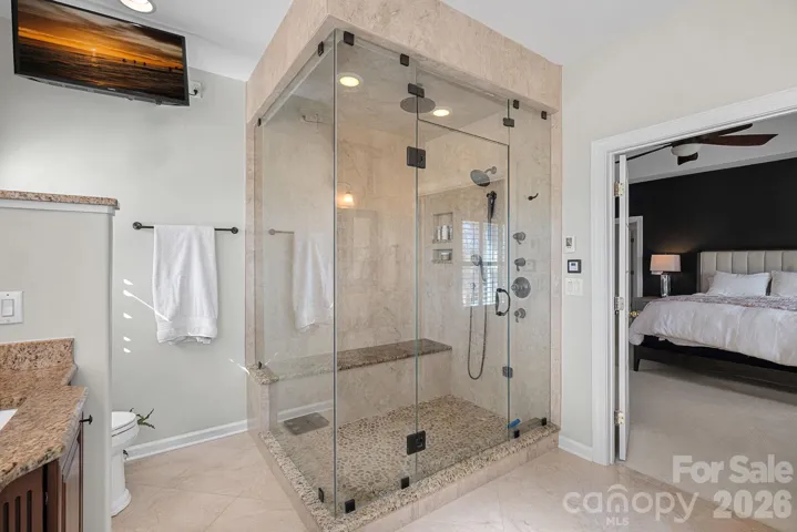Full view of the STEAM shower in the Primary Ensuite bath.