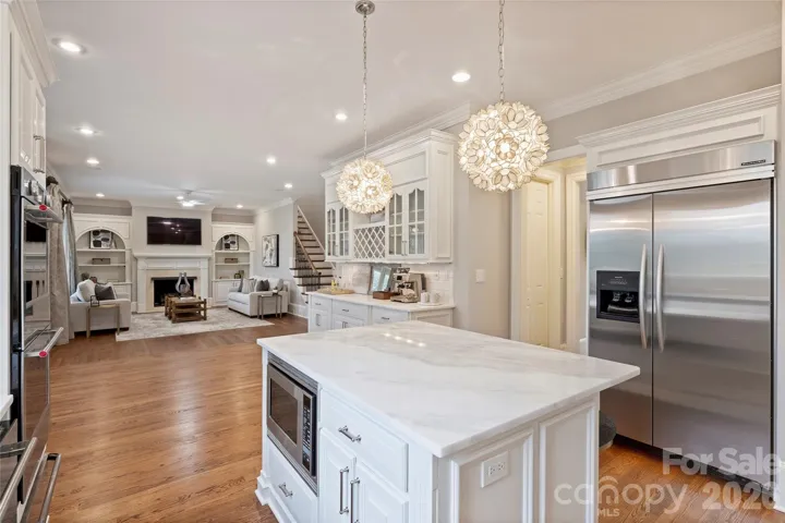 Kitchen overlooks family room