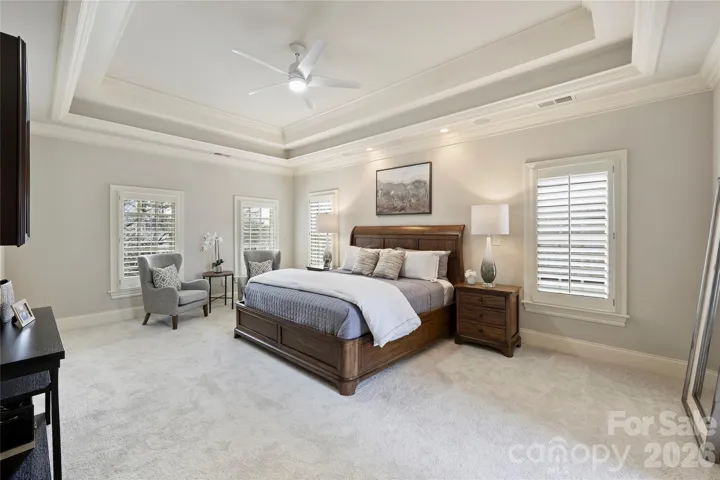 Primary bedroom with tray ceiling 