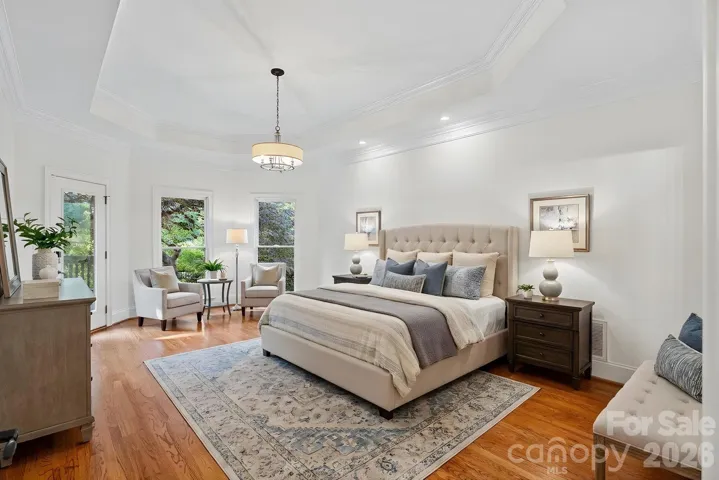 Main Level Primary Bedroom, virtually staged