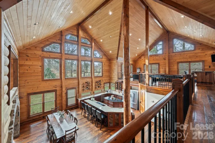 Loft overlooking kitchen and dining