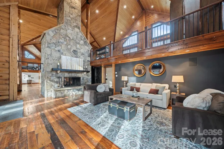 Family room with see-through fireplace