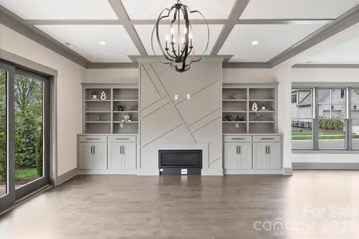 Great Room Gas Fireplace with Custom Built-in Shelving