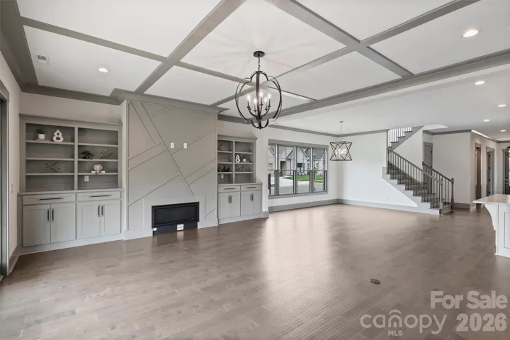 Great Room Gas Fireplace with Built-in Shelving