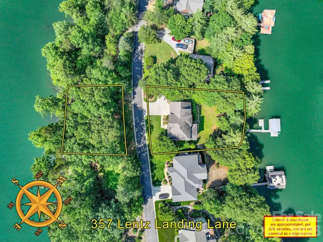 Aerial: Deep water on both sides of property