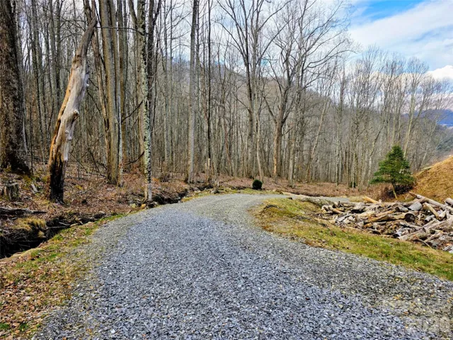 Circular drive looking down the hill from near the reservoir
