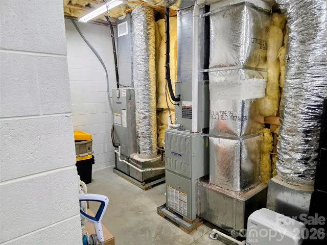 Mechanical area with air handlers for dual zone HVAC