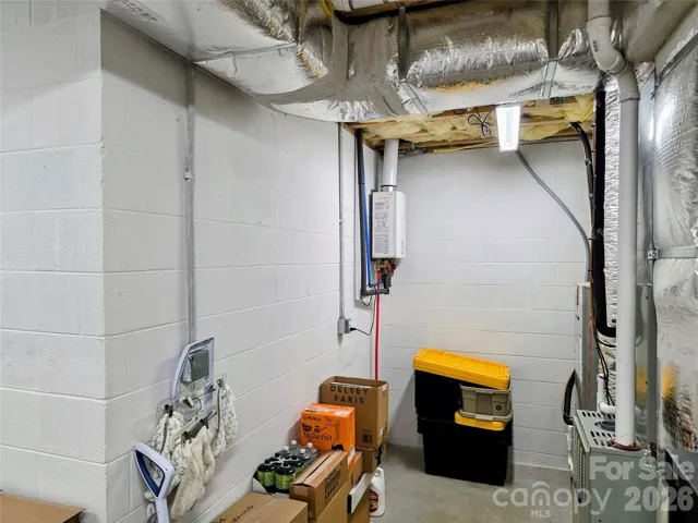 Mechanical area with propane gas tankless water heater