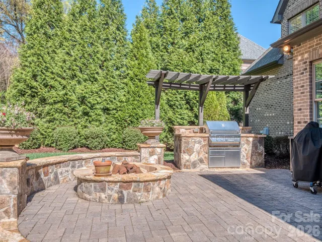 Completely Private Back Yard with Paver Patio, Gas Fire Pit, & Outdoor Kitchen!