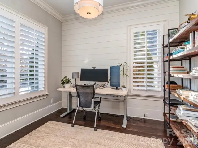 The Main Floor Office or Study provides the shortest work commute possible & has plantation blinds.
