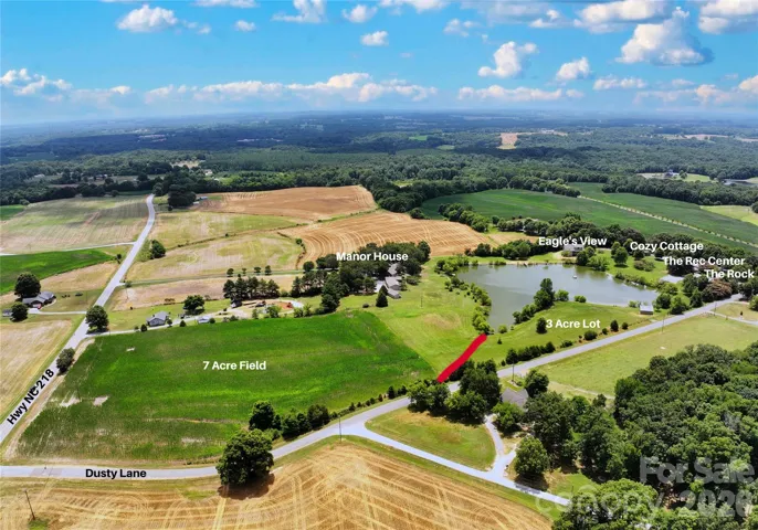 7 acre field -Red line shows where the Parcel will be divided 