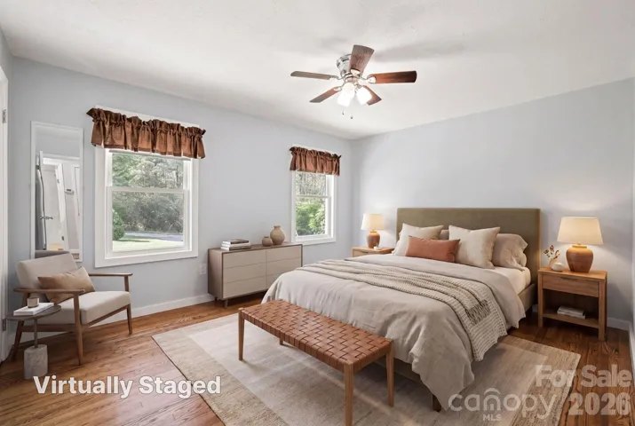 Bedroom is virtually staged.