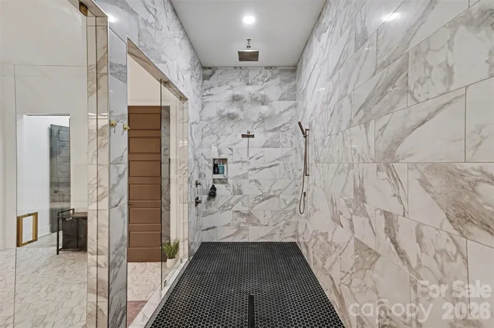 Beautiful shower with overhead sprayer