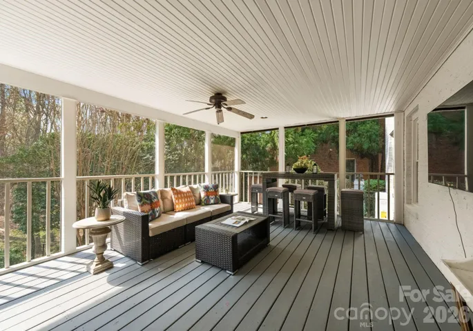 Main-level screened-in porch.