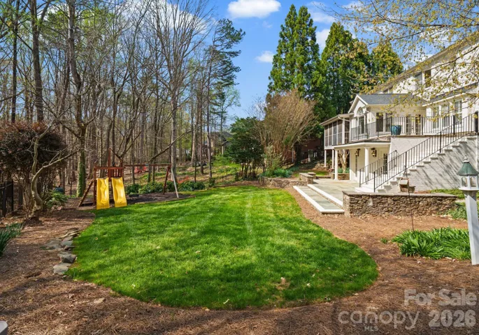 Daytime view of the backyard.