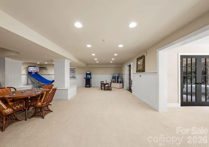 Lower-level entertainment area. 