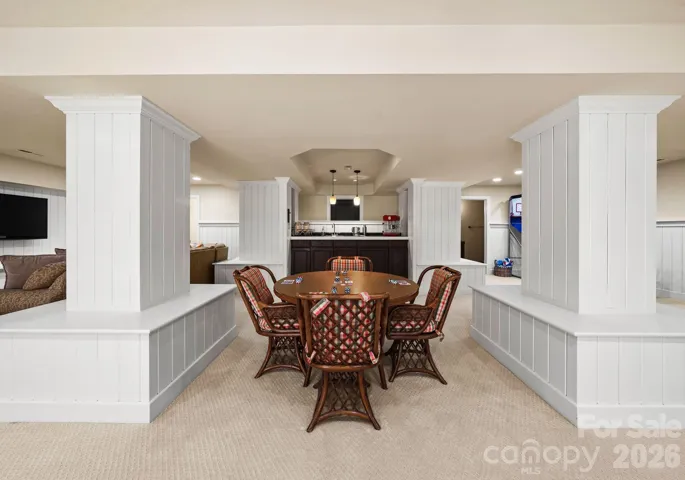 Lower-level entertainment area. 