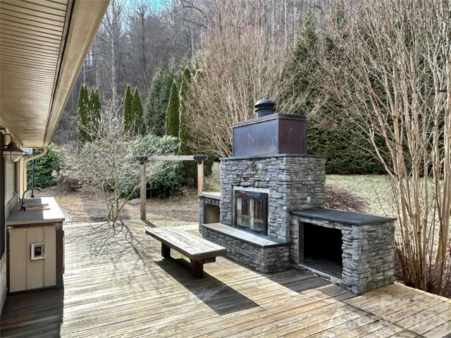Outdoor kitchen and fireplace