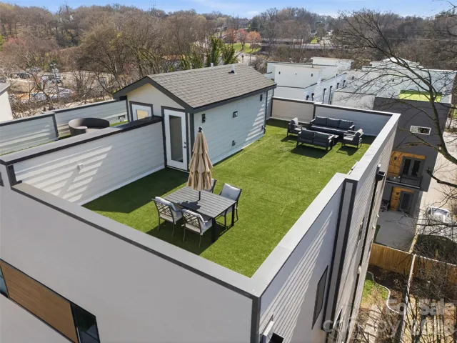 Drone view of rooftop terrace