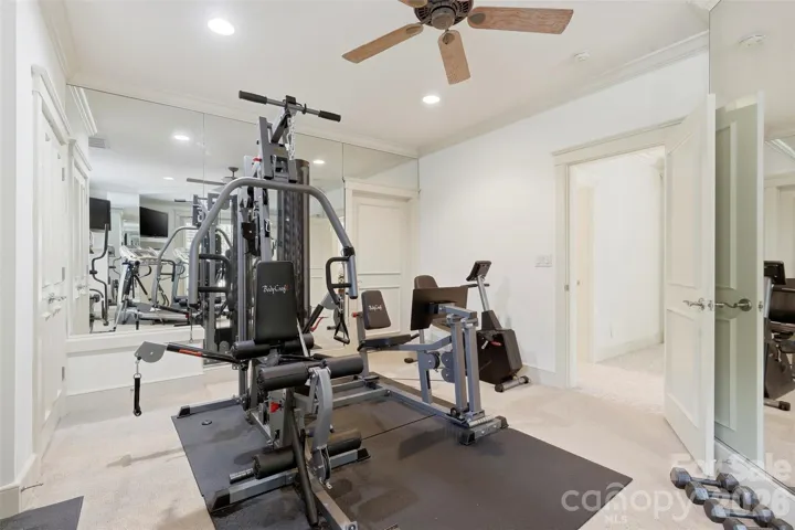 Dedicated exercise room. The club membership handles everything else.