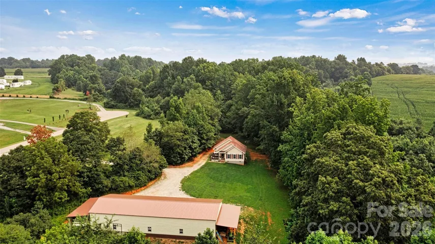 aerial of home and shop