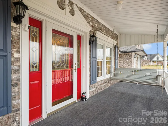 Covered front porch at front entry