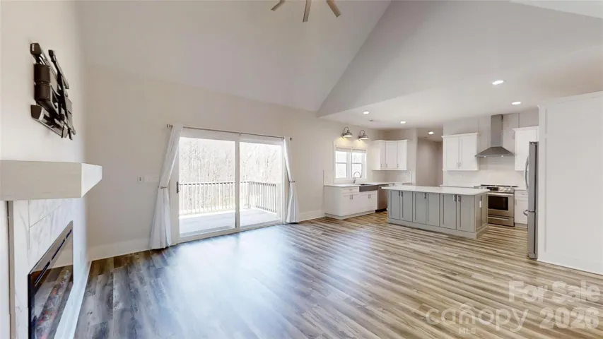 Spacious living room with electric fireplace