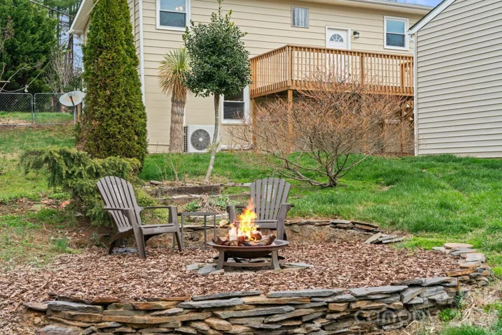 Fire pit area in back yard.