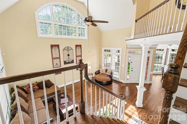 Upper overlook to the dramatic foyer
